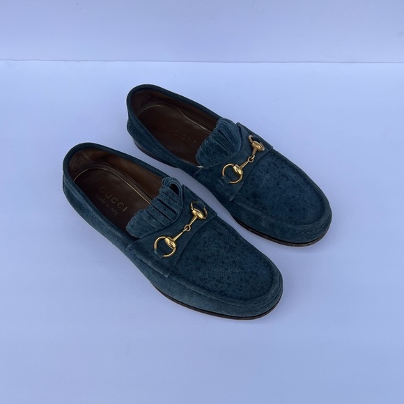 Gucci Blue Suede Horsebit Men’s Loafers 353014 - Picture 3 of 15